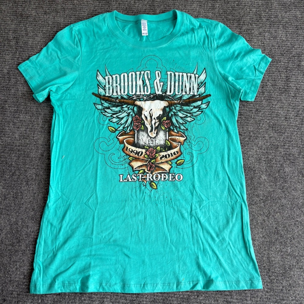 Brooks & Dunn Last Rodeo Tour Graphic T-Shirt Teal Green Bella XXL Mens Womens